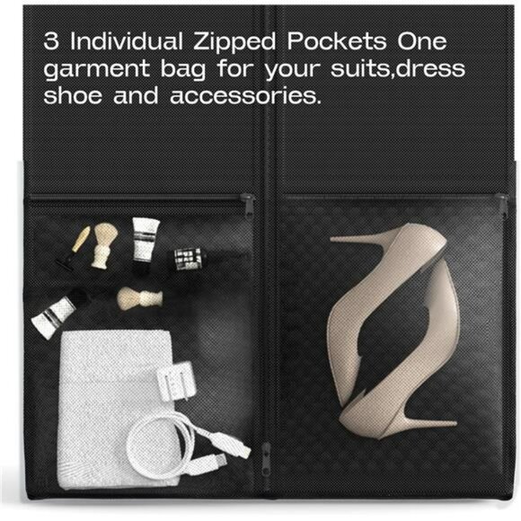 Heavy Duty Garment Bags for Travel 2 Pack Suit Dress Coat Hanging Clothes Cover - Picture 6 of 7